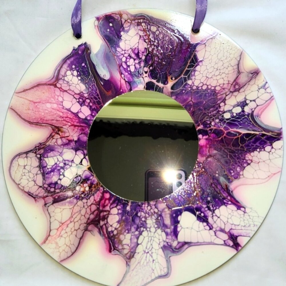 Hand Crafted Painted Mirror Vintage Edison Record Decorative Wall Art Essential